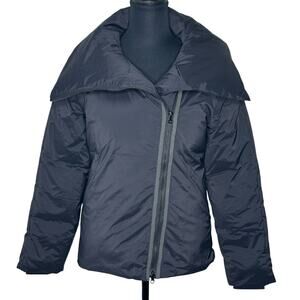 Whitesky Women Duck Down Waterproof Jacket Black Asymmetrical Zip Small New